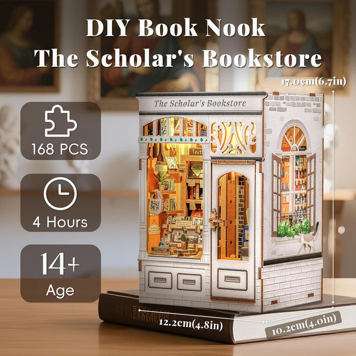CUTEBEE Book Nook Kits for Adults - DIY Puppenhaus Miniatur mit LED-Licht, Elegantes Verzziertes Hol