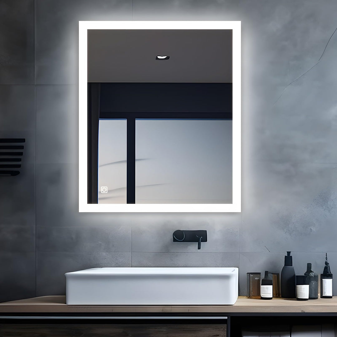 MIQU LED Badspiegel mit Beleuchtung 60x50 cm Badezimmerspiegel, Bad Gross Spiegel mit Touch/Wandtast