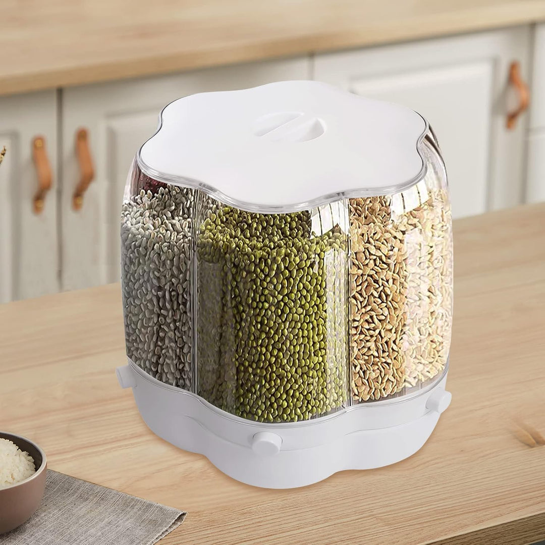 Getreidespender, 6-Grid Rotating Dry Food Dispenser, Aufbewahrungsbehälter, Für Getreide, Reiseimer,