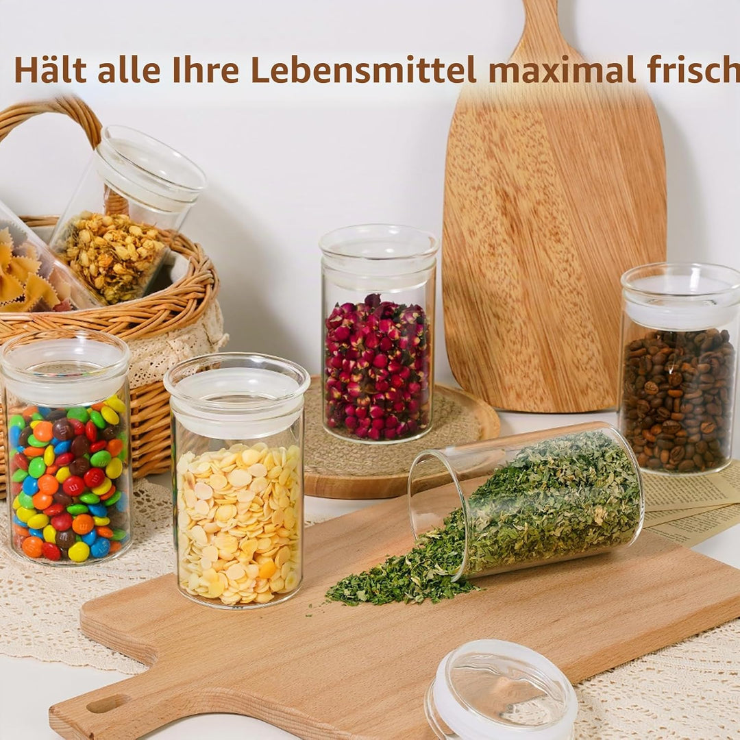 ZENS 450ml Vorratsgläser mit deckel 2er Set, Kleine Vorratsdosen Glas mit Glasdeckel Luftdicht, Gewü