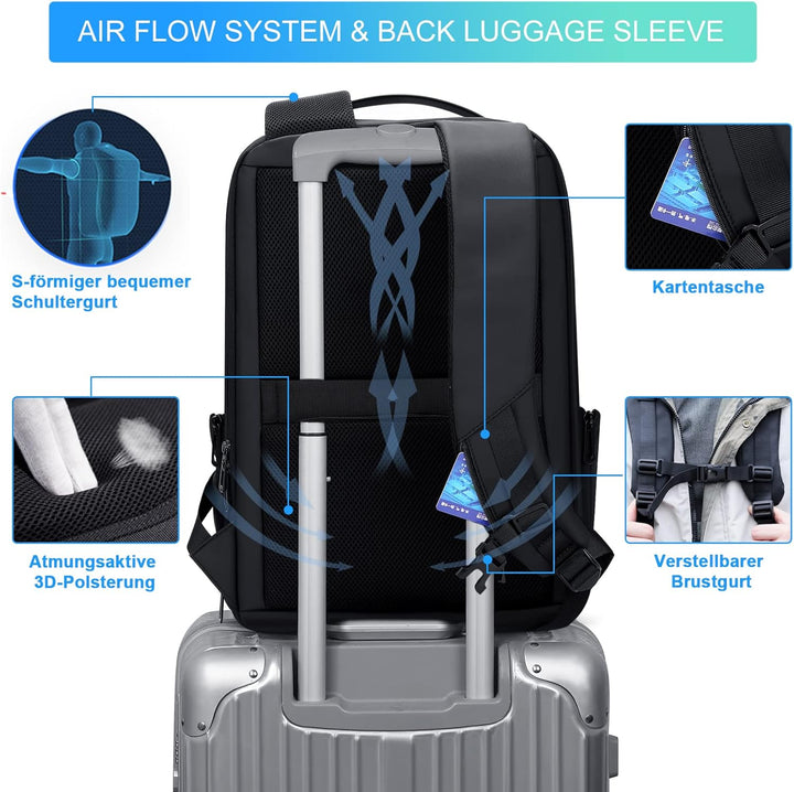 FENRUIEN Laptop Rucksack 26L-38L Rucksack Business Rucksack Herren Laptop Tasche 15.6 Zoll für Herre