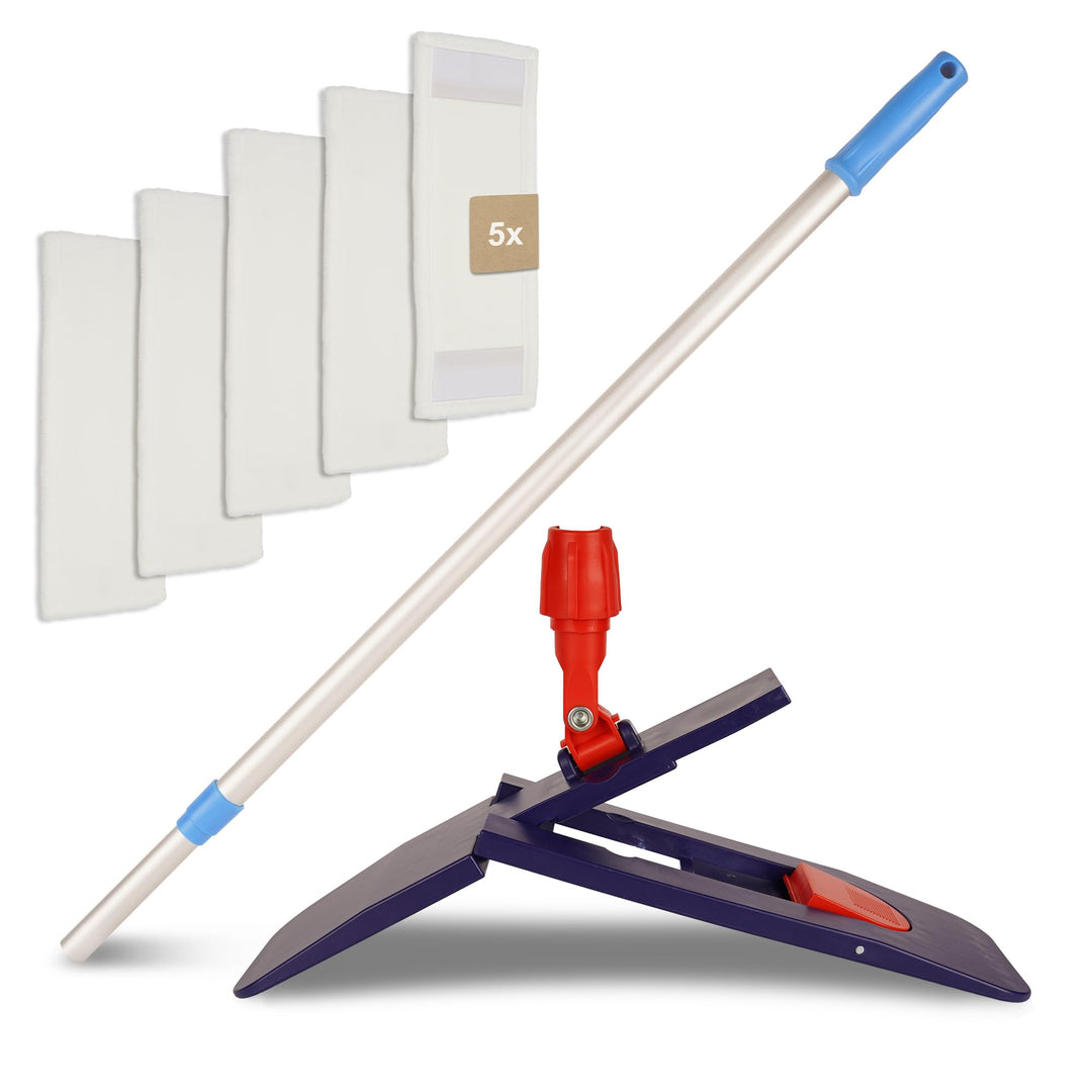 G.I.V. Bodenwischer Set 50cm Klapphalter mit Trittmechanik & Magnetverschluss + Teleskopstiel auszie