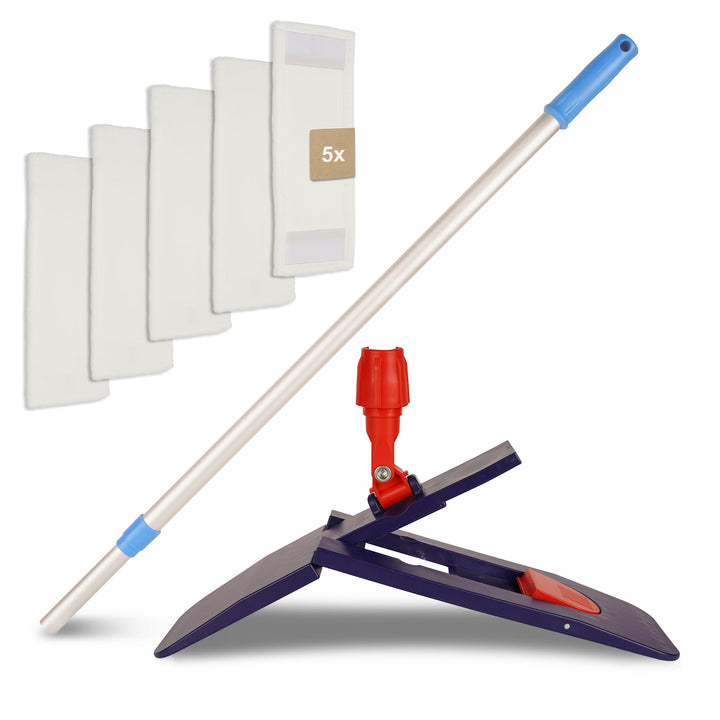 G.I.V. Bodenwischer Set 50cm Klapphalter mit Trittmechanik & Magnetverschluss + Teleskopstiel auszie