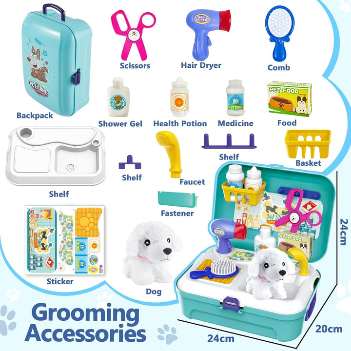 HERSITY Tierarztkoffer Hund Arztkoffer Kinder Mädchen 3 Jahre Alt Geschenkideen, Tierarzt Spielset H