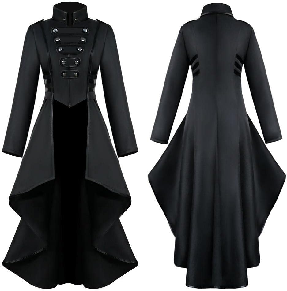 Damen Steampunk Vintage Frack Jacke Unregelmässiger Saum Gothic Kleidung Viktorianischer Gehrock Lan