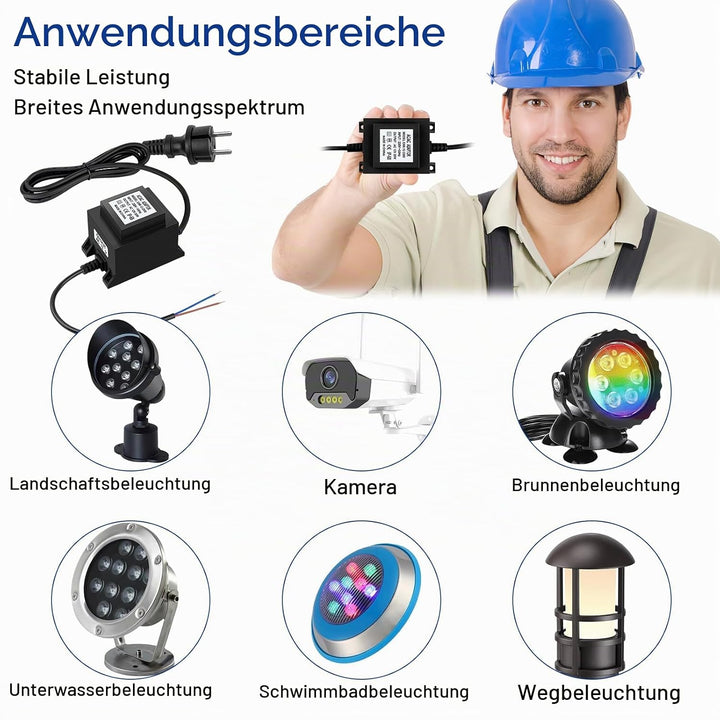 Karyoosi LED Trafo 12V Netzteil AC/AC 30W 2.5A, Aussen Stecker Netzteil Transformator IP68 für LED-B
