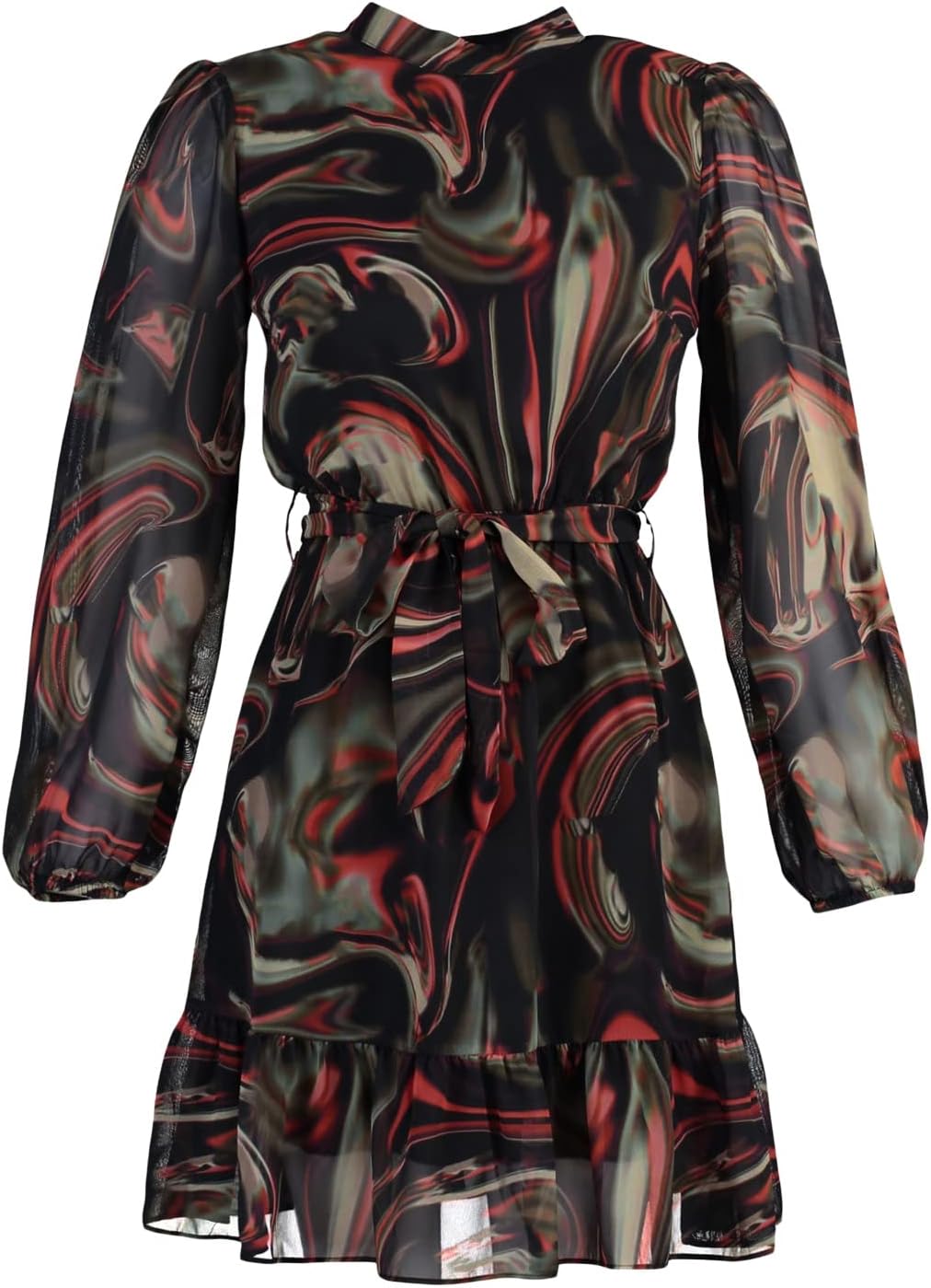 TRENDYOL Damen Woman Mini Skater V-Ausschnitt Webstoff Kleid 40 Schwarz, 40 Schwarz
