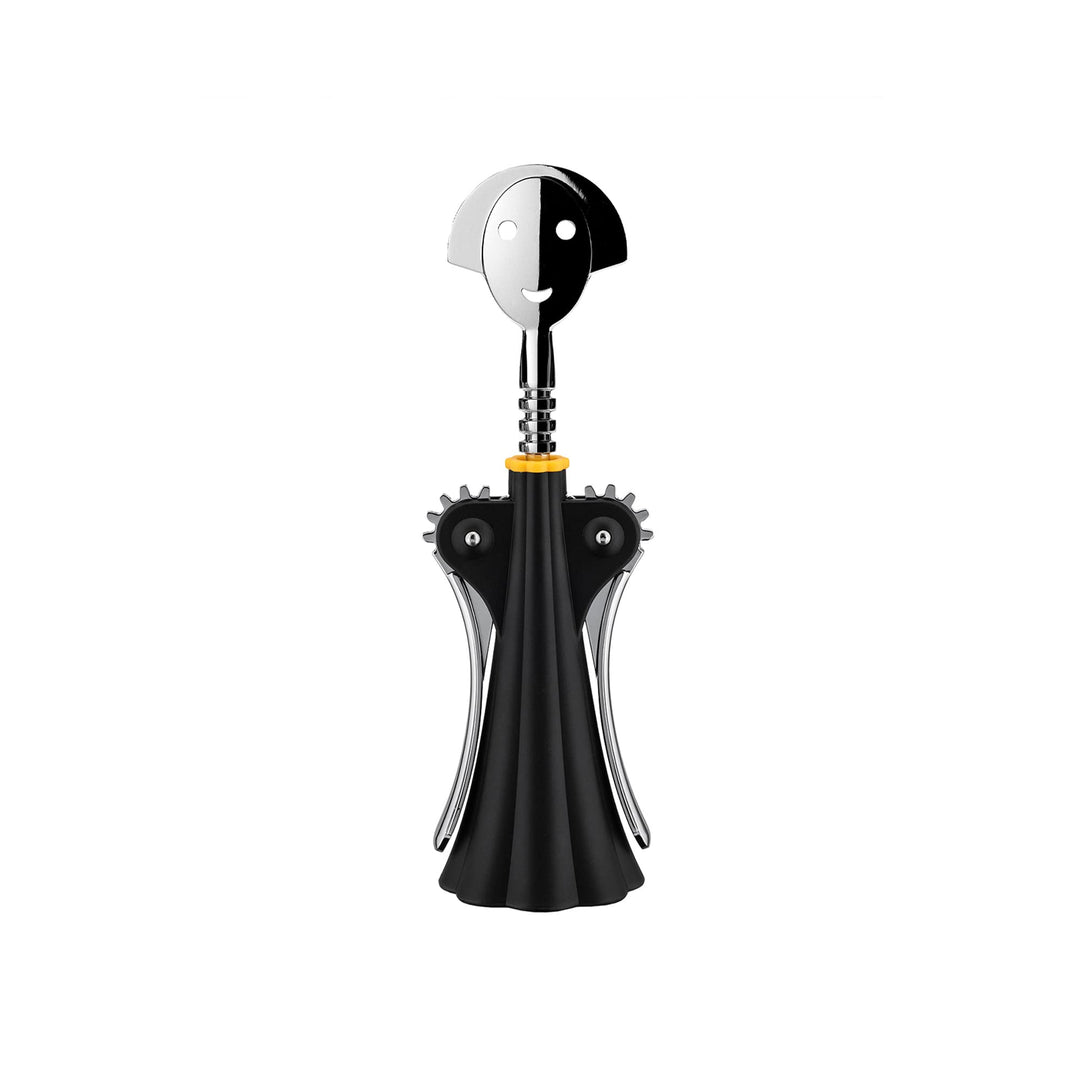 Alessi "ANNA G" Korkenzieher aus thermoplastischem Harz, schwarz und verchromtem Zamak, 5 x 8 x 38.5