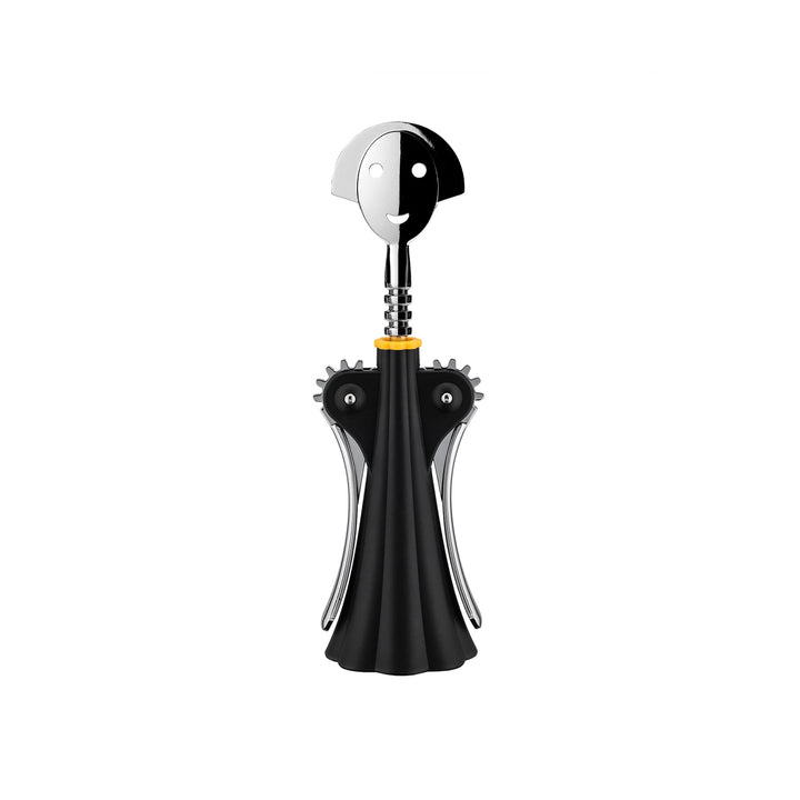 Alessi "ANNA G" Korkenzieher aus thermoplastischem Harz, schwarz und verchromtem Zamak, 5 x 8 x 38.5