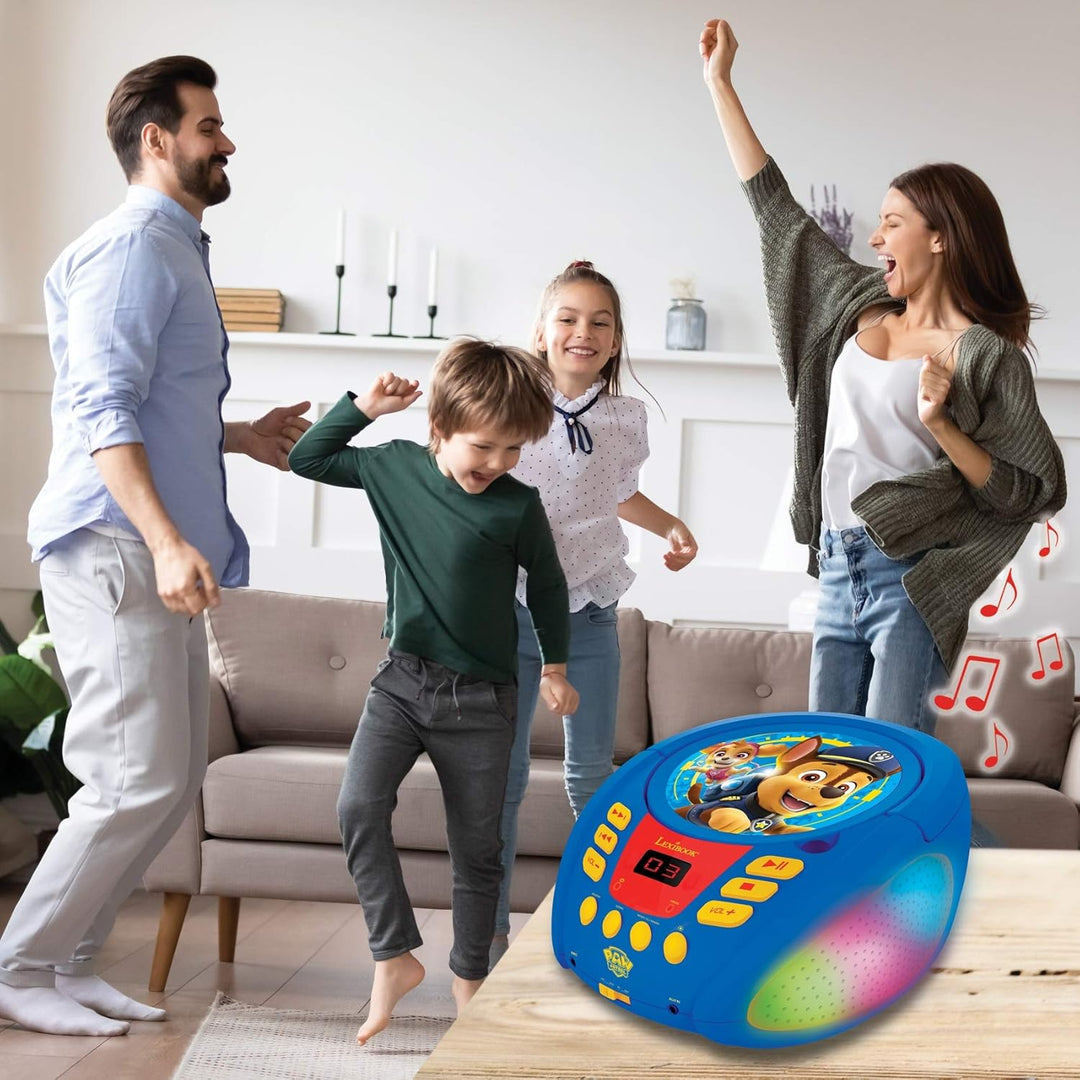 Lexibook, Paw Patrol, Bluetooth-CD-Player für Kinder, tragbar, mehrfarbige Lichteffekte, Mikrofonbuc