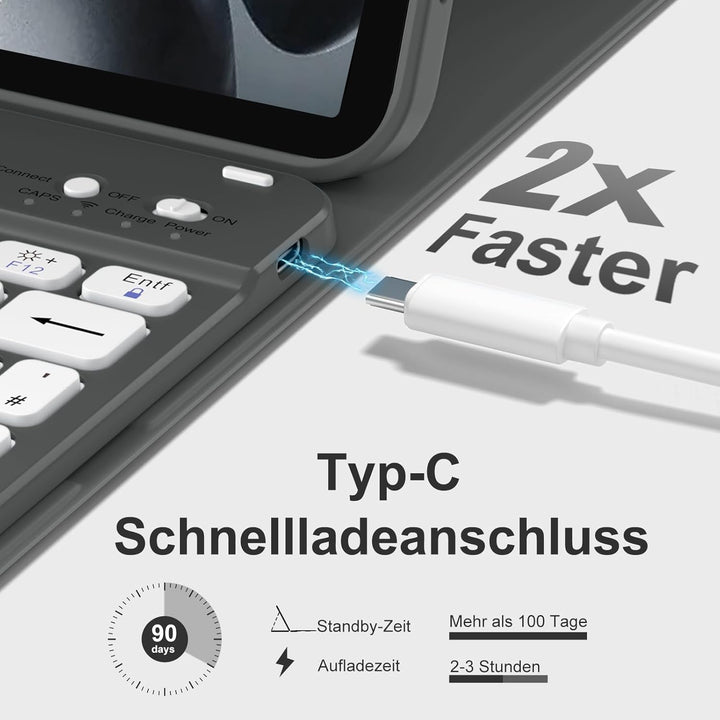 Hülle mit Tastatur für iPad Air 11 Zoll M3 2025 M2 2024/Air 5 Generation 2022 4. 2020 10,9 Zoll, Mag