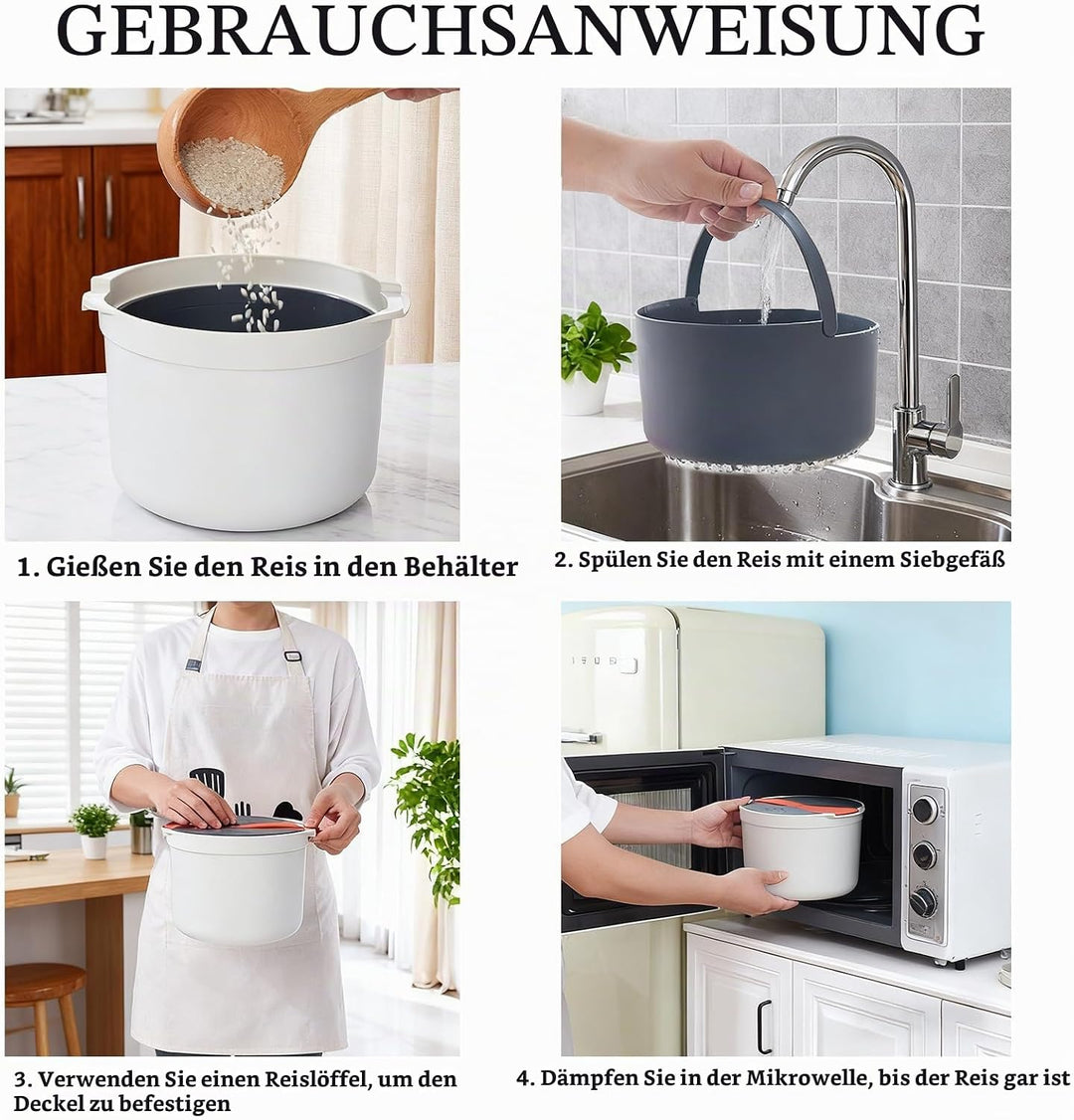 2L Reiskocher Mikrowelle Dampfgarer Mikrowelle Multifunktions Dampfgarer mit Filterabdeckung Gedämpf
