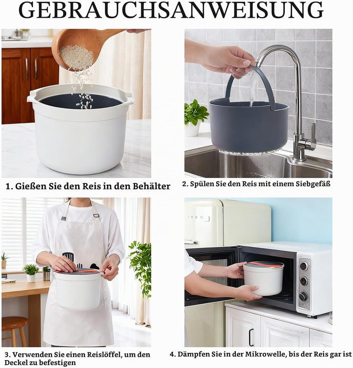 2L Reiskocher Mikrowelle Dampfgarer Mikrowelle Multifunktions Dampfgarer mit Filterabdeckung Gedämpf