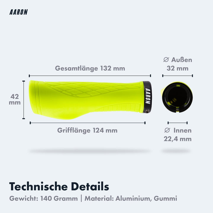AARON Fit Fahrradgriffe mit dämpfender Auflagefläche - ergonomische Lenkergriffe aus rutschfestem Gu