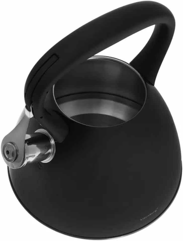 Klausberg Schwarz Edelstahl Flötenkessel Teekessel Wasserkessel 3,0 Liter KB-7208, Schwarz