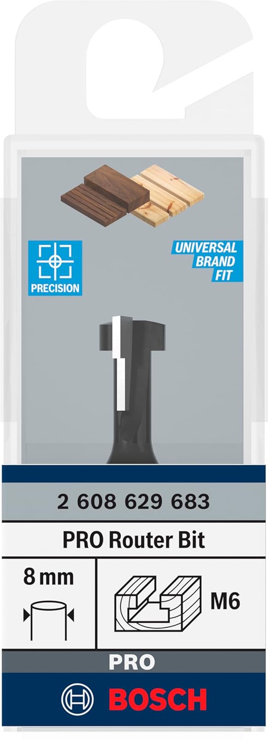 Bosch 1x PRO T-Nutfräser (für Weichholz, Hartholz, Ø 6,6 mm, Professional Zubehör Handfräse, Trim Ro
