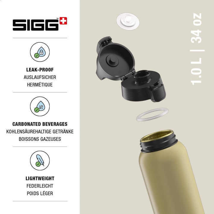 SIGG - Alu Trinkflasche - WMB ONE - Made in Switzerland - ClimatePartner - Kohlensäure geeignet - Au