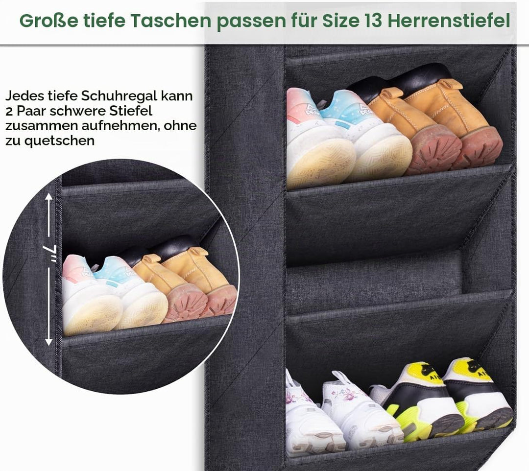 SLEEPING LAMB Schuhregal für den Schrank, kurzer hängender Schuh-Organizer mit grossen, tiefen Tasch