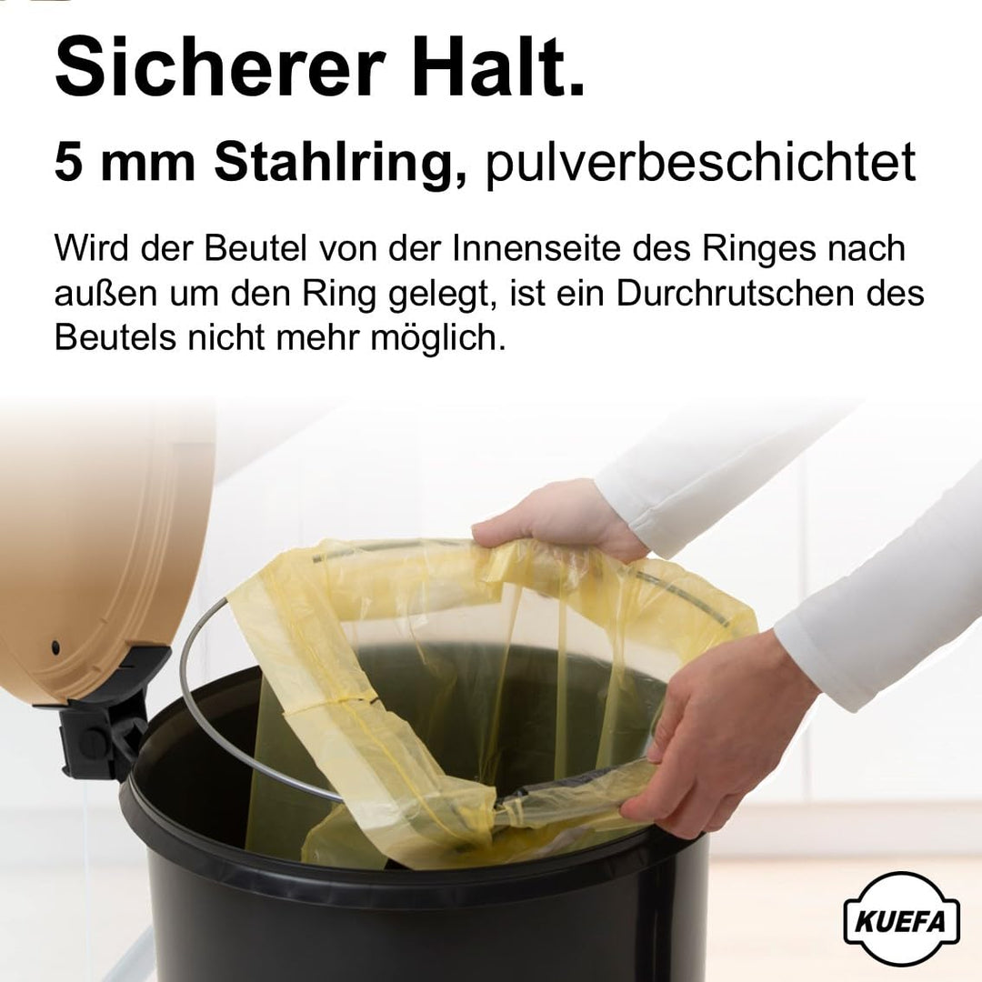 KUEFA VL 60l Müllsackständer, Mülleimer, Sammelbehälter mit Scharnierdeckel für den Gelben Sack, Pfa