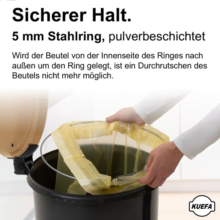 KUEFA VL 60l Müllsackständer, Mülleimer, Sammelbehälter mit Scharnierdeckel für den Gelben Sack, Pfa