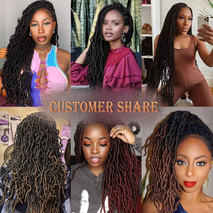 Beyond Beauty 6 Packungen 24Zoll vorgeschlungene Nu Faux Locs Häkelhaar, weiche Dreadlocks, Flechtha