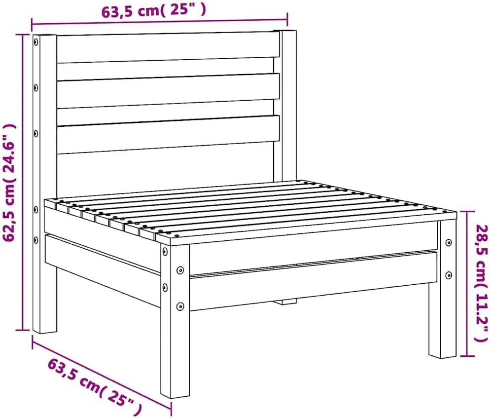 vidaXL Garten Mittelsofas 2 STK., Modular Gartenmöbel, Sofa Lounge Sessel für Garten Terrasse Balkon