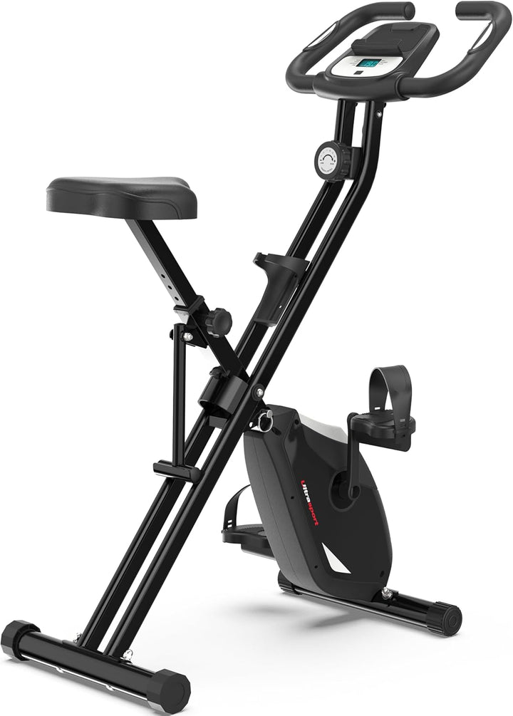 Ultrasport F-Bike, Fahrradtrainer, Heimtrainer, faltbares Fitnessfahrrad, integrierter Trainingscomp