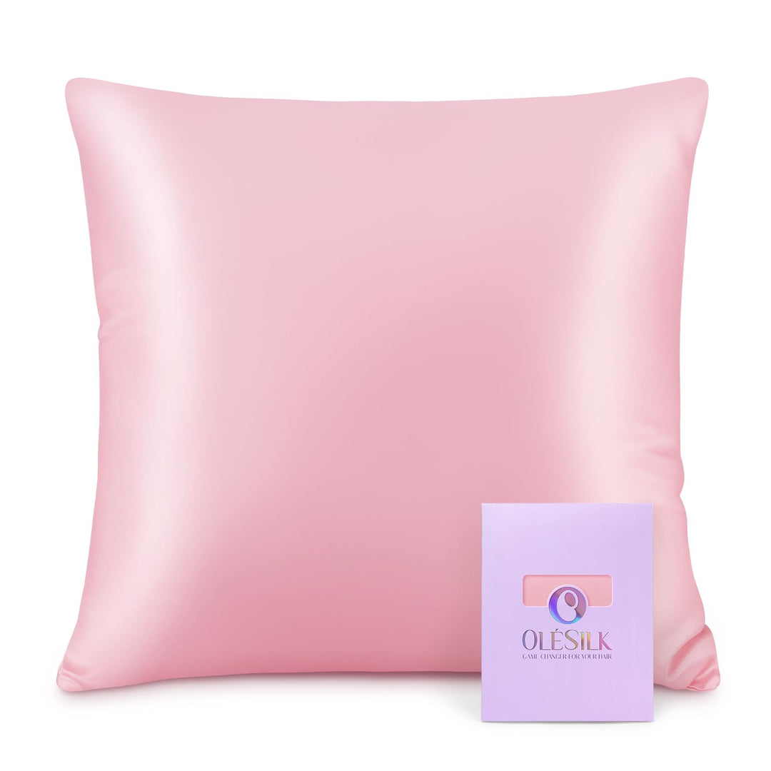 OLESILK Seide Kissenbezug Kissenhülle Haar- und Hautpflege mit Reissverschluss 16 Momme 1 Stück Rosa