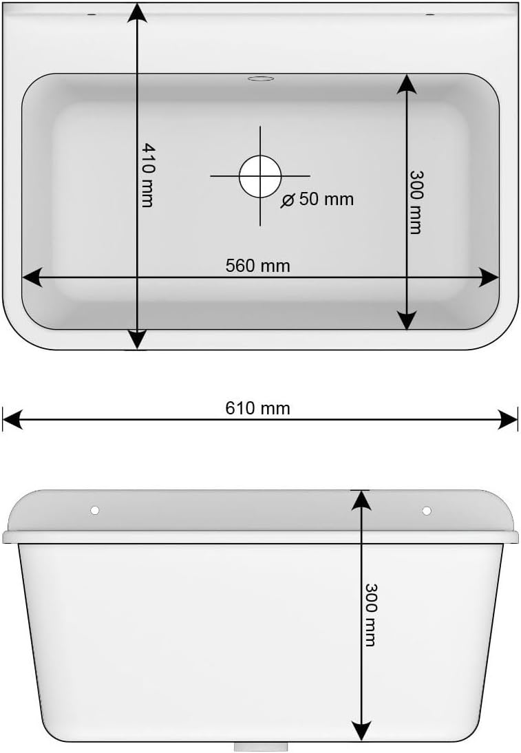 Granitan Ausgussbecken für Garage Keller Werkstatt und Waschküche - Universal Waschtrog mit Siphon -