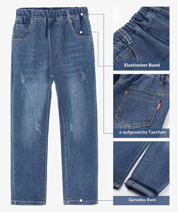 YoungSoul Jungen Jeanshosen - Jeans mit Abschürfungen - Kinder Hose mit elastischem Bund Gr. 128-176