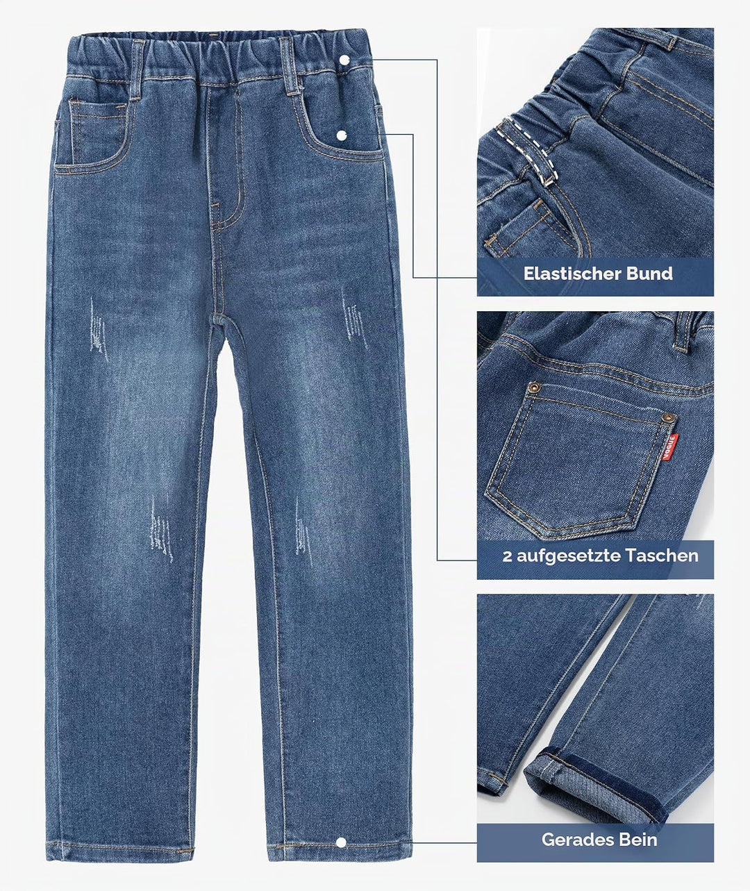 YoungSoul Jungen Jeanshosen - Jeans mit Abschürfungen - Kinder Hose mit elastischem Bund Gr. 128-176