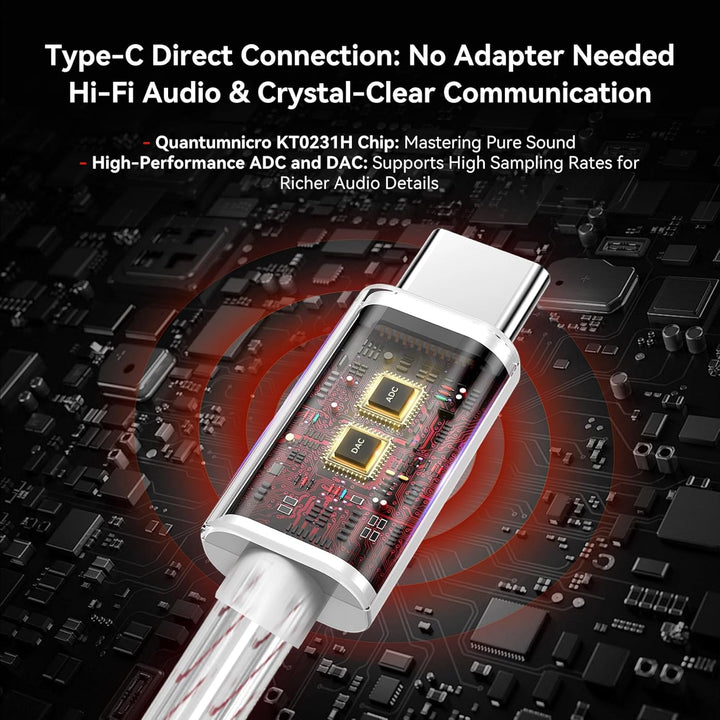 Yinyoo KBEAR BK1 USB-C Gaming-Ohrhörer mit Mikrofon, 10mm Dynamic Driver USB-C Kopfhörer für FPS-Spi