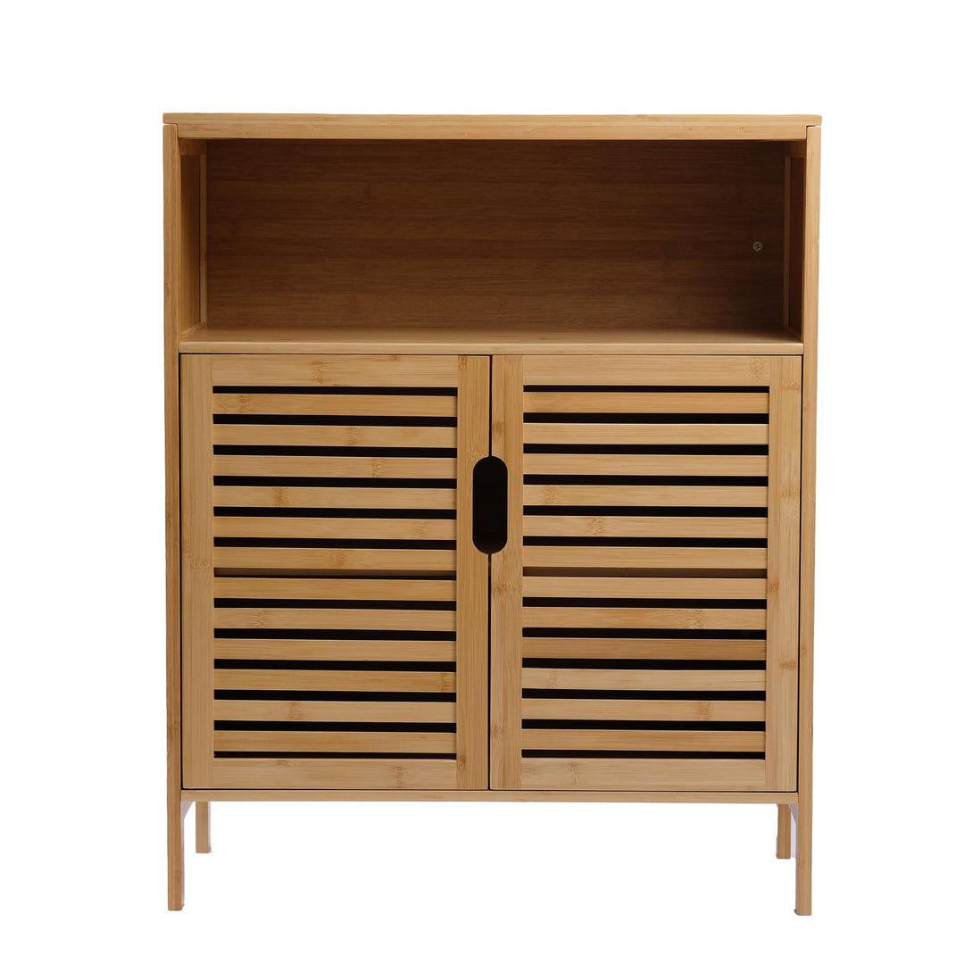 Badezimmerschrank Bambus Badregal Badschrank mit 3 Ablagen 81 x 65 x 31 cm Natural