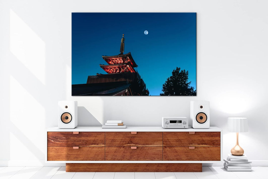 Schreinturm im Schein des Mondes Format: 100x70 als Leinwandbild, Motiv fertig gerahmt auf Echtholzr