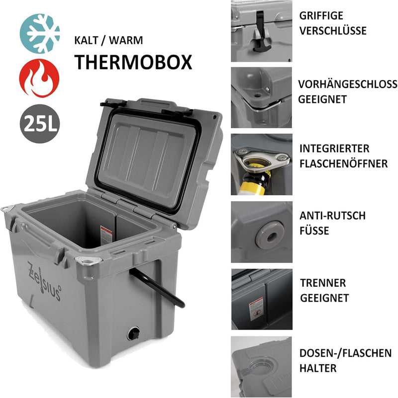 Zelsius Kühlbox 25 Liter | Coolbox | Tragbare Cooling Box ideal für Auto Camping Urlaub Angeln Freiz