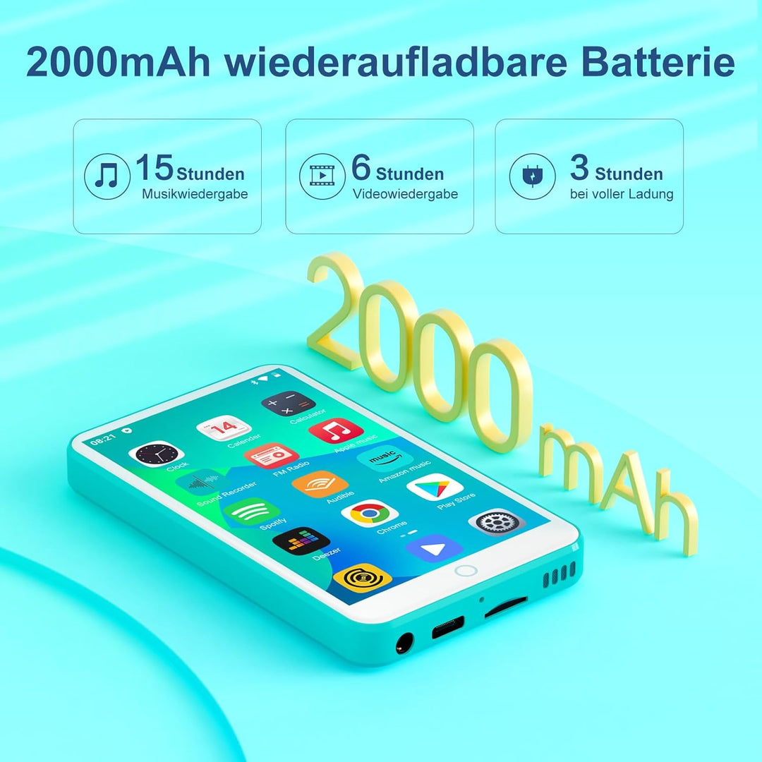 80GB MP3 Player mit Bluetooth und WiFi, Oilsky 4 Zoll 1080P Touchscreen Player, MP3 MP4 Musikplayer,