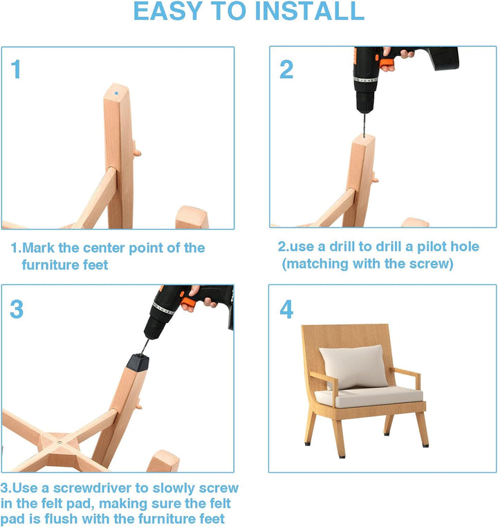 通用 möbelfüsse schwarz die Möbel perfekt vom Boden fernhalten Quadratisch Gummipuffer Elastikpuffer G