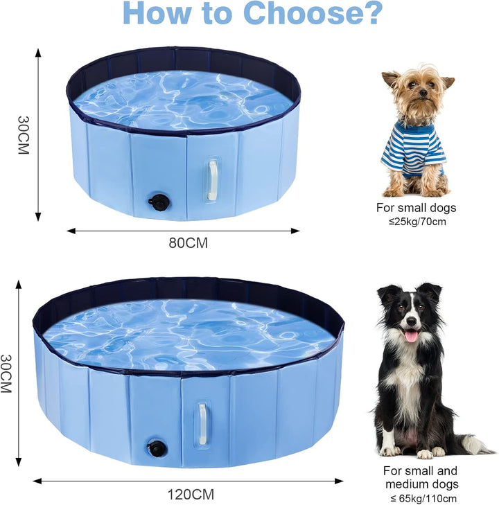 DEWEL Hundepool, Faltbar Hundepool für Grosse Hunde, Planschbecken für Hunde, mit Haltegriff & Hunde
