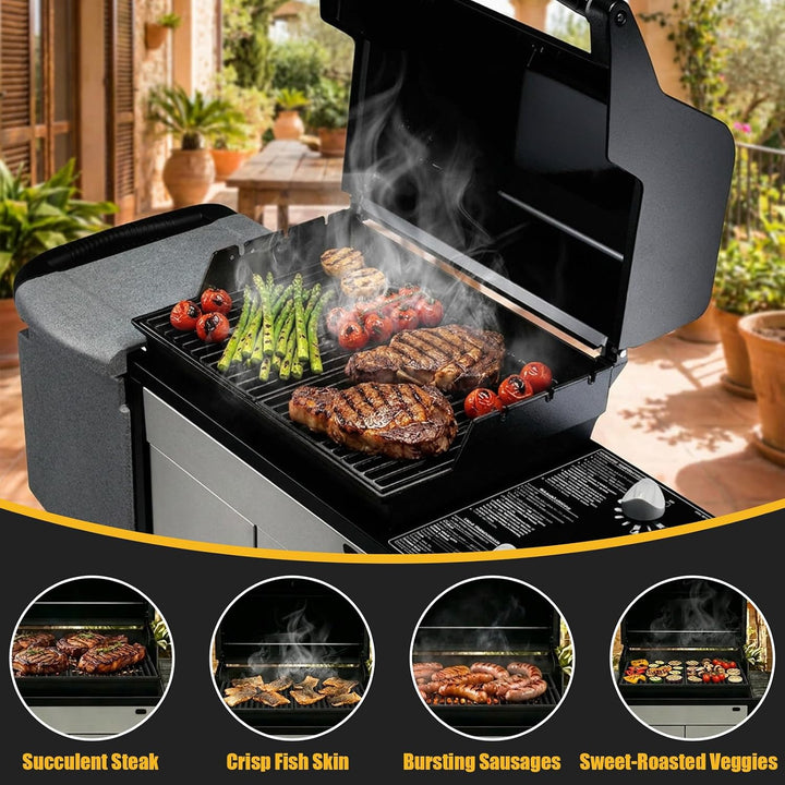 GFTIME 38 X 28.6CM Grillrost Gusseisen 7522 für Weber Spirit Classic E210 E220 S210 S220 (mit seitli