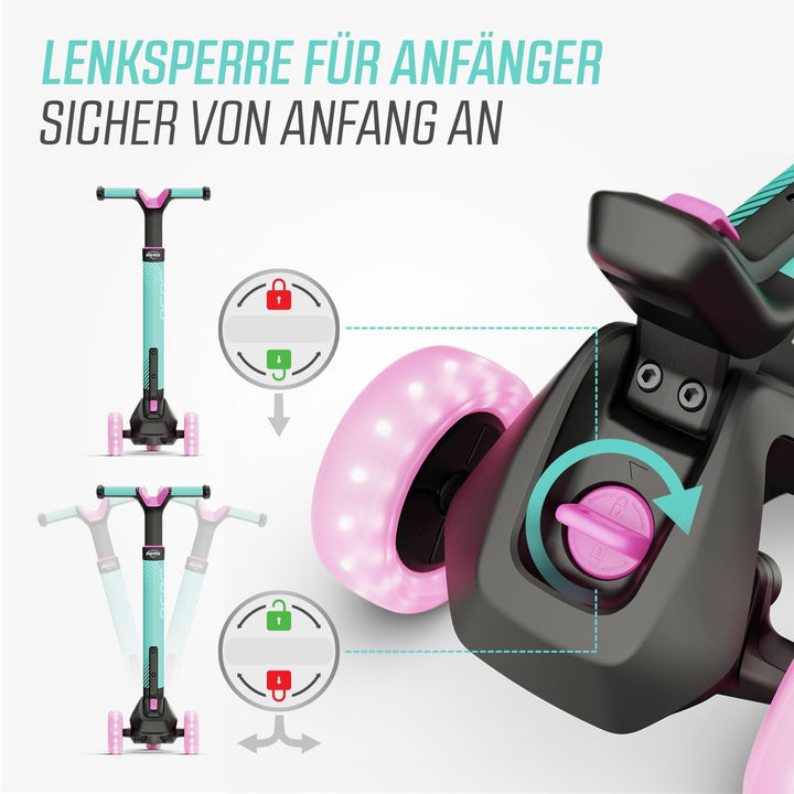 BERG Nexo Kinderroller Kinderscooter faltbar ab 2 Jahre | Höhenverstellbarer Tretroller Scooter | Dr