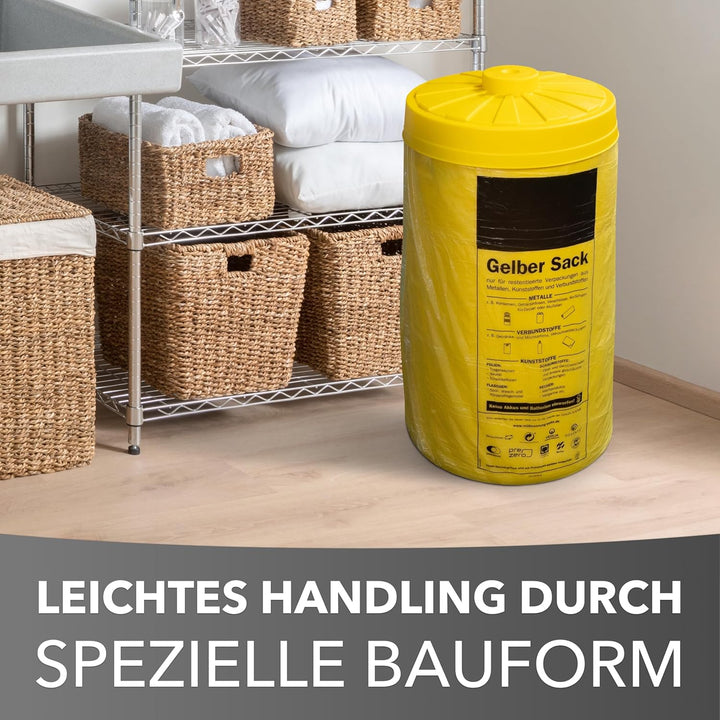 clevere Einfüllhilfe für Gelbe Säcke - Sacktonne gelb mit Deckel - Gelbe Säcke Werden Stabiler - Stä
