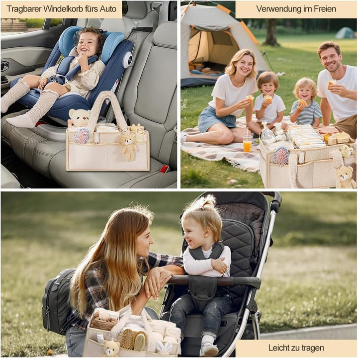 Wickeltasche Organizer Plüsch Qualitäts-Upgrade, Tragbarer Wickeltisch Organizer mit Teddy, Baby Wic