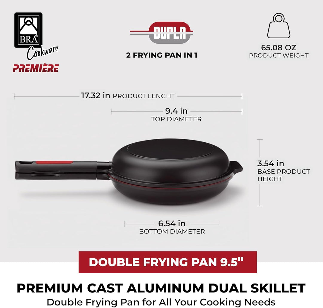 Bra Dupla Premiere Doppel-Pfanne aus Aluminiumguss mit Antihaftbeschichtung, geeignet für alle Herda