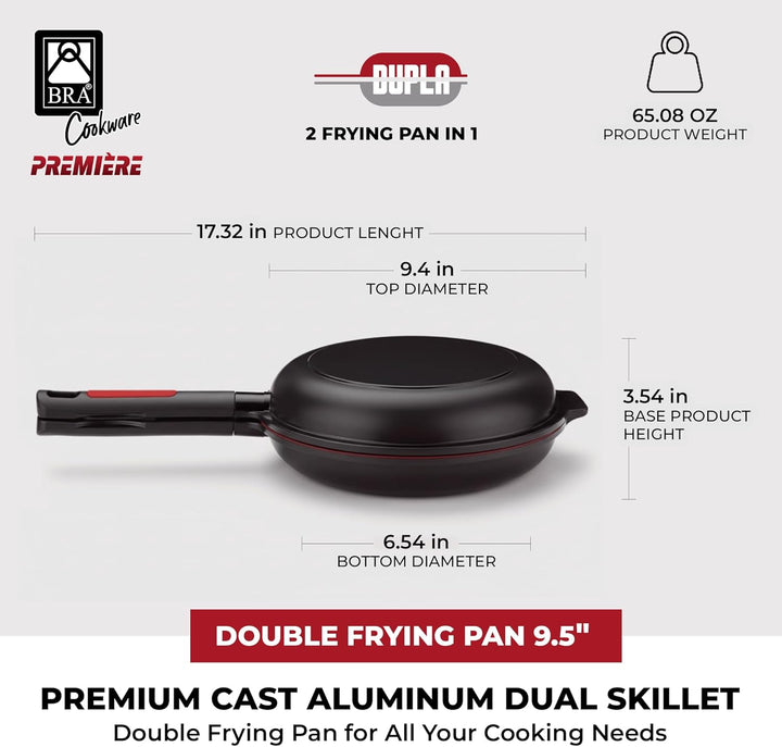 Bra Dupla Premiere Doppel-Pfanne aus Aluminiumguss mit Antihaftbeschichtung, geeignet für alle Herda