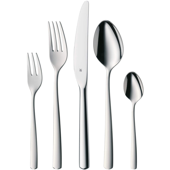 WMF Boston Edelstahl Besteck Set 6 Personen, Essbesteck Set 30 teilig, Monobloc-Messer, Cromargan Ed
