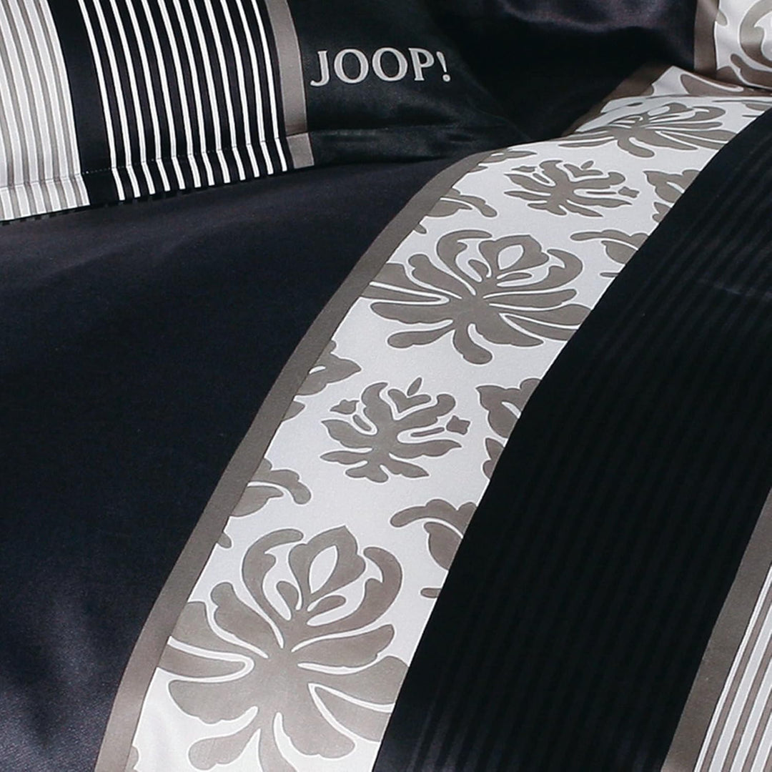 Joop! Bettwäsche Ornament Stripe Mako-Satin schwarz Grösse 155x200 cm (40x80 cm) 155x200 cm + 40x80