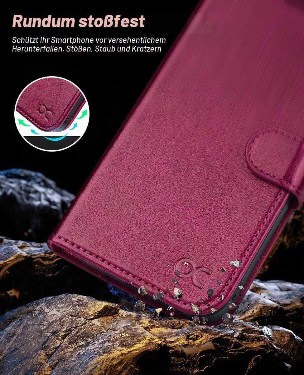 OCASE Abnehmbare Hülle Kompatibel für iPhone 12 Pro Max Burgundy | Handyhülle 2-IN-1 [Magnetische Hü