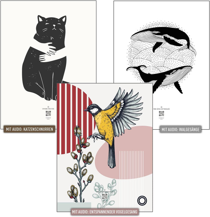 VALINA HÖRBAR RELAX | Hörbild | 3er-Set | Tiere | Poster Poster / Papier 30cm x 40cm, Poster / Papie