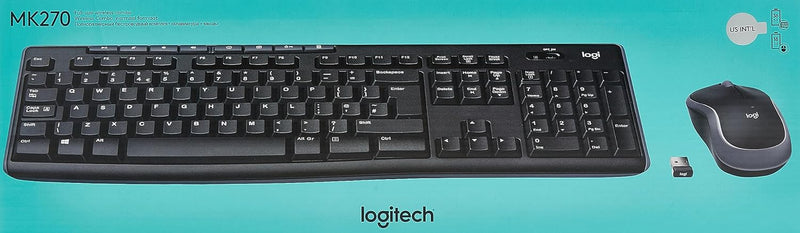 Logitech MK270 Kabelloses Set mit Tastatur und Maus für Windows, Englishes QWERTY-Layout - Schwarz S