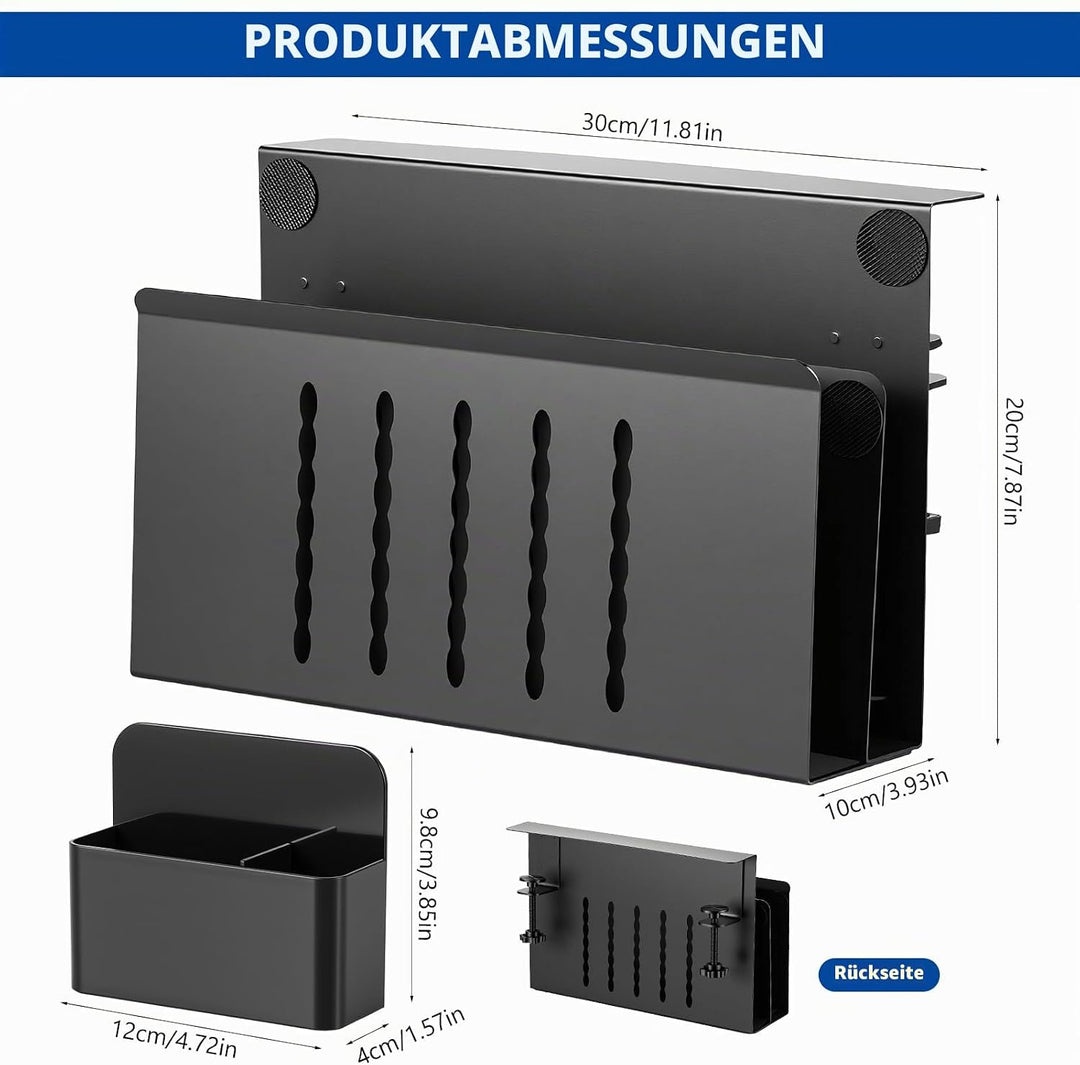 Schreibtisch Seitenaufbewahrung, Metall Laptop Halterung ohne Bohren mit magnetischem Stifthalter, U
